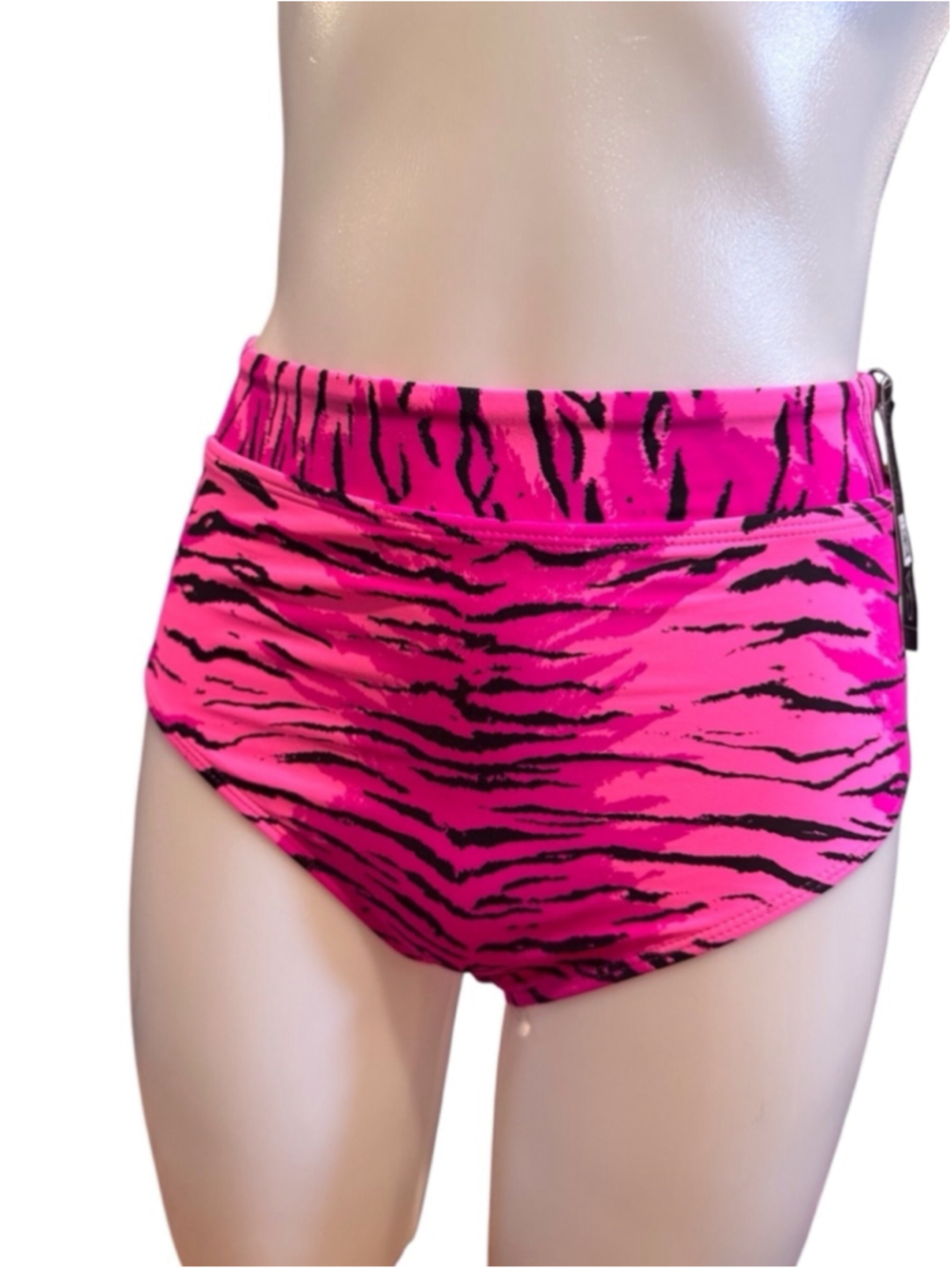 Women California Waves Swim Bottoms Size S Pink Black Tiger Print